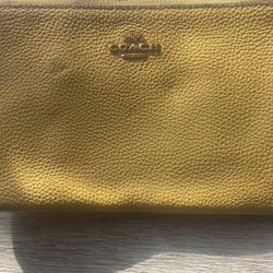 Coach Banana Yellow Pebbled Leather Wristlet F64709