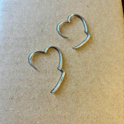 Pandora Asymmetrical Heart Hoop Earrings Sterling silver