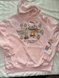 Sanrio Hello Kitty and Friends Go Camping Pink Long Sleeve Hoodie Size M