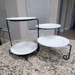 Four-Tiered Swing Out Riser Stand with Ceramic Dishes 