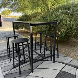 Modern Black High-Top Table Set – 4-Piece 