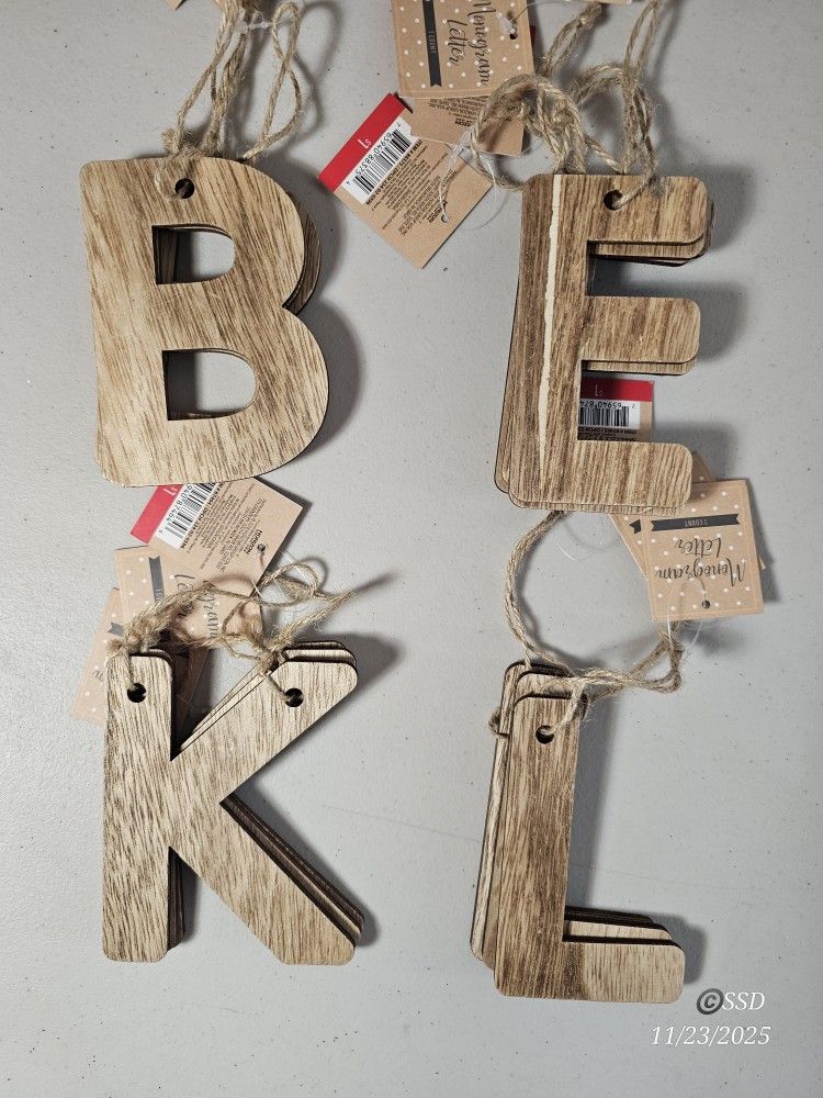 New Wood Monogram Ornaments