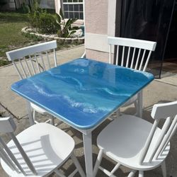 Custom Table (Epoxy) & Chairs 