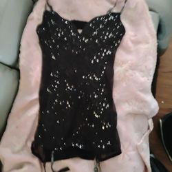 Ladies Sexy Black Short Dress With Sequin's 