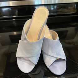 Cole Haan Grand OS Women's Suede Slide Heels Shoes Blue Size 7B