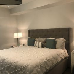 Gray King Upholstered Bed