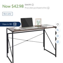 ZenStyle Folding Computer Writing Desk Wood Top Metal Frame Study Desk PC Laptop Table