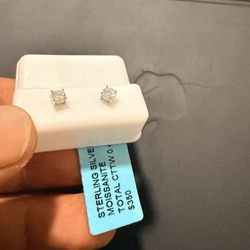 sterling silver solid earrings Moissanite Cttw 0.44