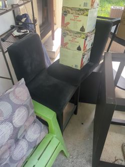 Fish tanks, high chairs, tables, tv