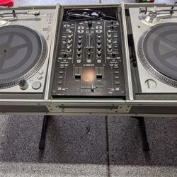 Complete DJ setup - Pioneer DJM T1 mixer and (2) Stanton Str8-80 direct drive vinyl turntables 