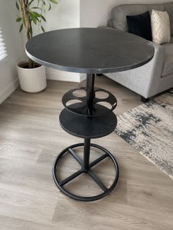 Modern Round Bar Table with Built-in Wine Rack – 24” x 36”