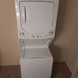 White GE  Stack Washer And Dryer 