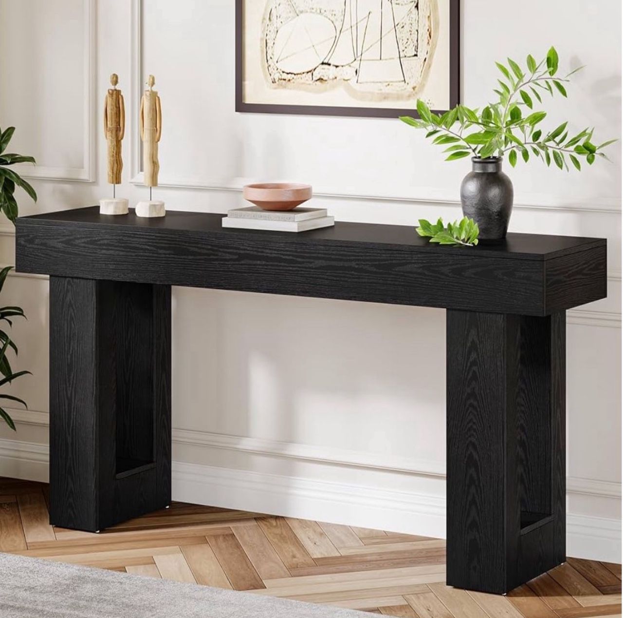 JW1022Tribesigns 63-Inch Console Table,Farmhouse Wooden Sofa Table Behind The Couch, Narrow Entryway Table for Entrance, Hallway, Living Room (Black)