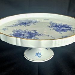Vintage Porcelain De France Pedestal Cake Plate