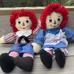 Raggedy Ann and Raggedy Andy  Dolls 17”