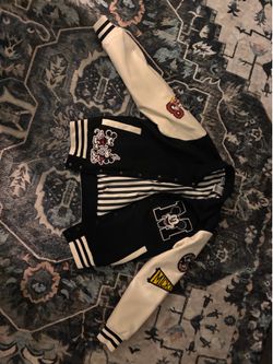 Disney Mickey Mouse Women's Maternity M Black/White Varsity Jacket Patches