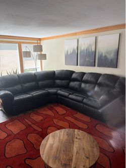 Couch sectional ALL-LEATHER sleeper 2 recliners