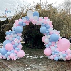 Square Organic Balloon Arch Gender Reveal