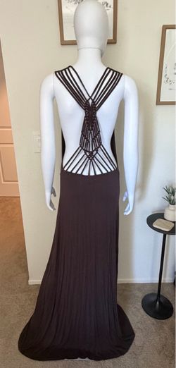 Brown Open Back Maxi Dress