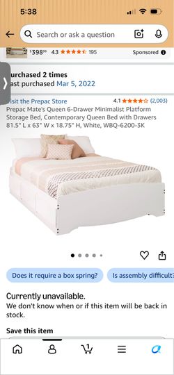 Queen bed frame with drawers and nightstand