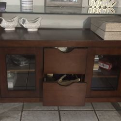 Tv Unit.-Console Table Glass Top.