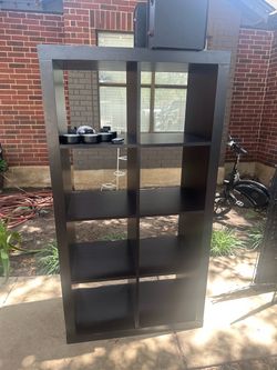 Tall Gaming/Storage Solid Wood Black Shelves