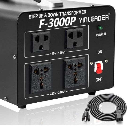 Yinleader 3000 Watt Voltage Converter Transformer Step Up 110V to 220V or Step Down 220V to 110V Power Converter Adapter for use in The United States