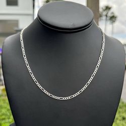 Jewelry 925 sterling silver 18”  Figaro necklace chain pendant 7.40g