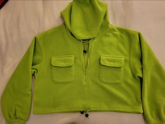Victoria Secret Lime Green Fleece Hoodie Pullover Size L