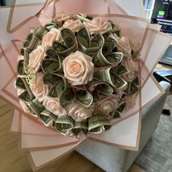 Custom Money Boquete With Artificial Flowers