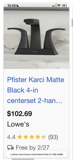 Pfister Karci Matte Black 4-in centerset 2-handle WaterSense Mid-arc Residential Handle