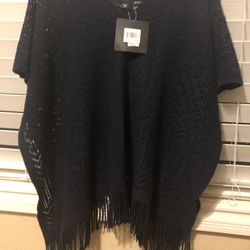 New Blue Navy Poncho For Ladies Great Gift