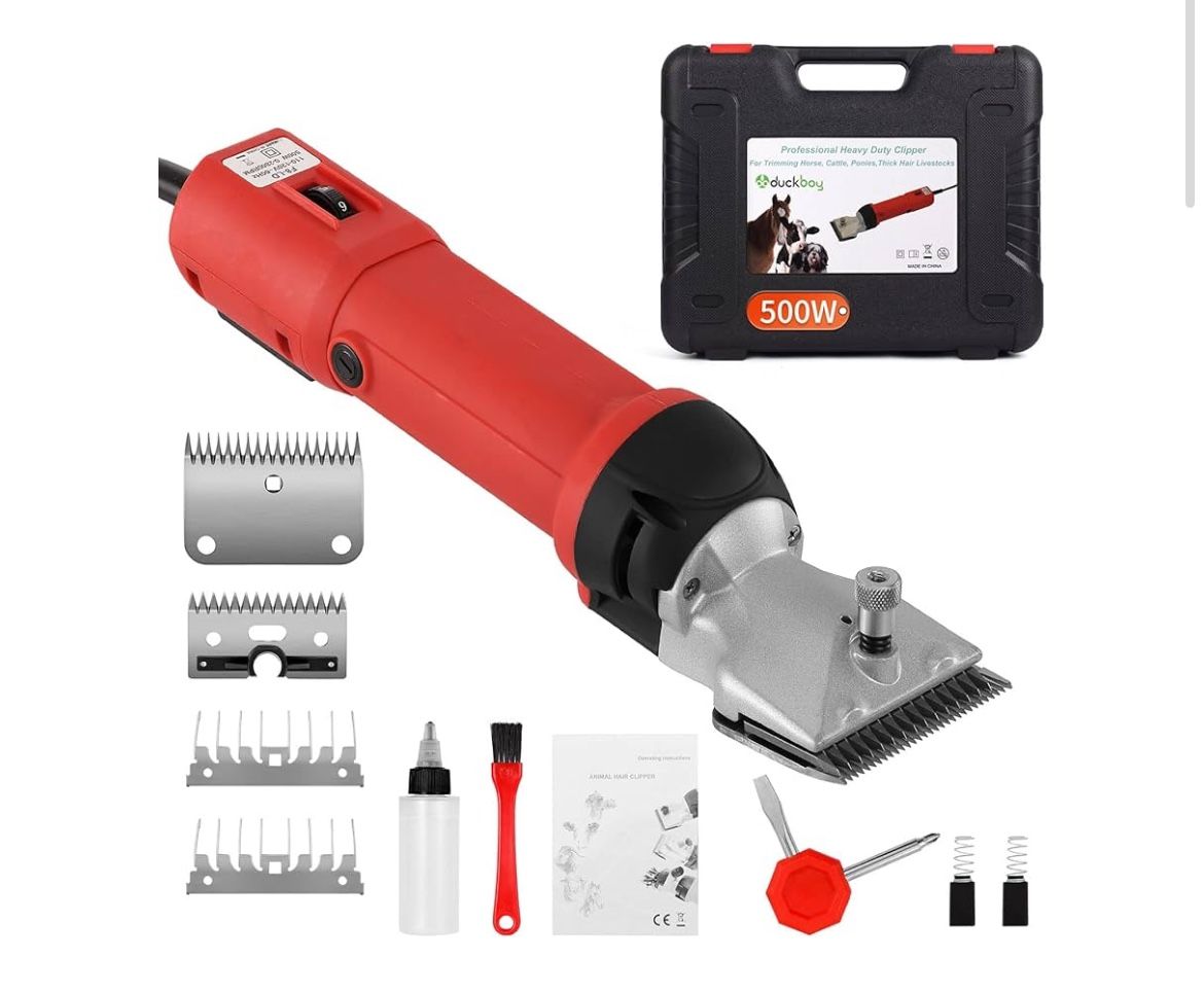 DUCKBOY Heavy Duty Clippers for Thick Coats Animals, 500W Professional Electric Shearing Machine for Horse Pony Cattle and Large Dogs Livestocks Groom