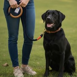 Top Paw Navy Blue 4ft Rope Dog Leash With Accessory Ring & Wood Handle
