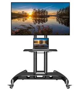 USED!! NB Mobile TV Cart, UL Listed, Rolling TV Stand with Wheels for 32 to 75 Inch LCD LED OLED Plasma Flat Panel Screens up to 100lbs (Black) ,  Foo