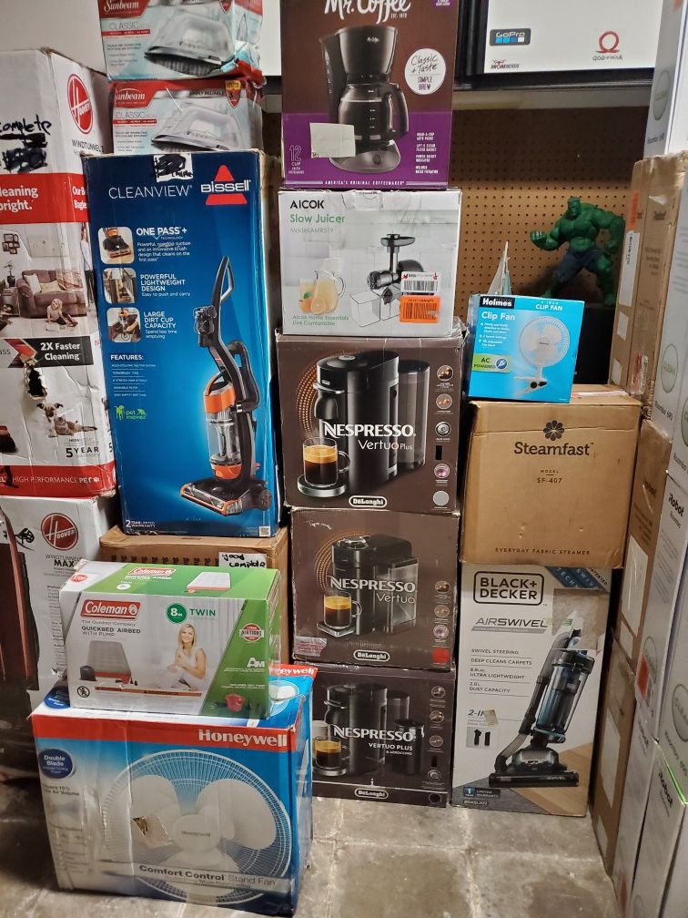 ROBOT VACCUMS, NESPRESSO, IOS, FANS, HUMIDIFIER, CARPET CLEANER, VACCUMS, STEAMERS ETC