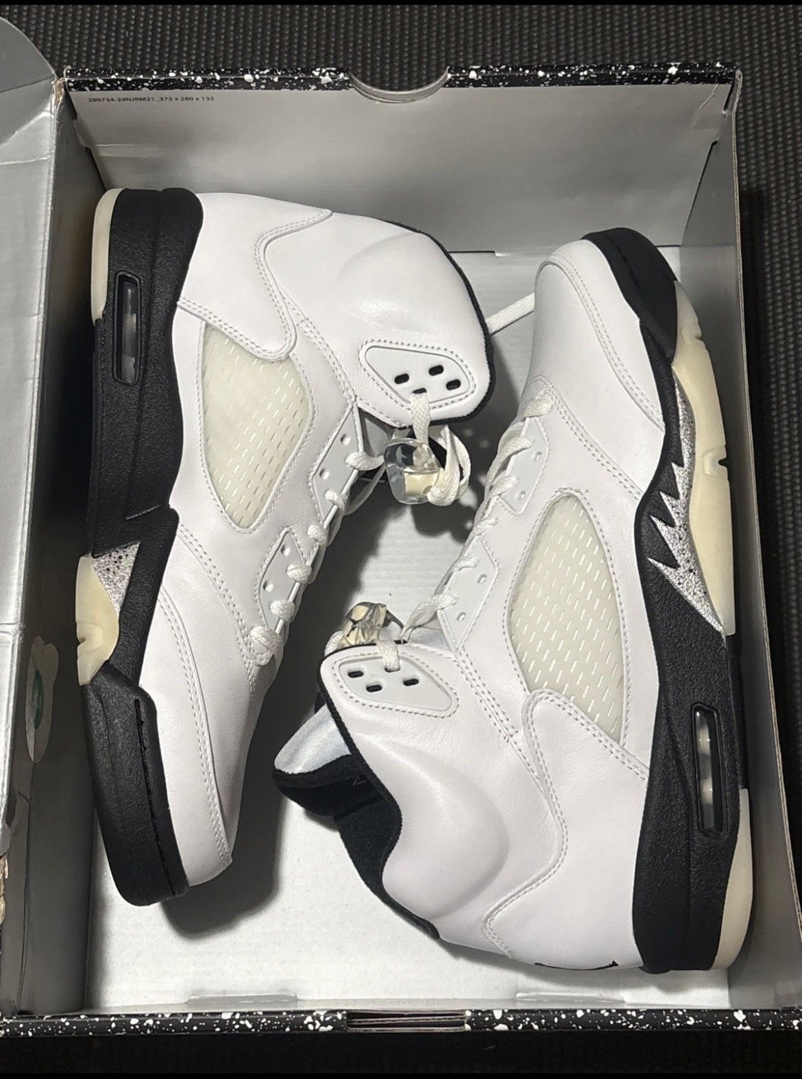 Air Jordan 5 Retro White Black Reverse Metallic Size 12
