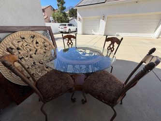 Glass dining table with 4 chairs