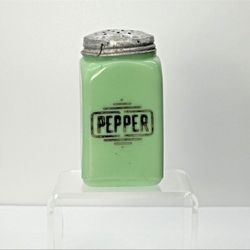 Vtg 1940s McKee Jadeite Green PEPPER Shaker Glass, Retro, Range Shaker