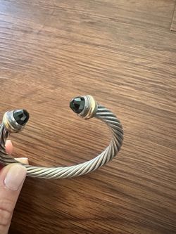 David Yurman Cable Bracelet — Sterling Silver, 14k Gold, Black Onyx — Authentic