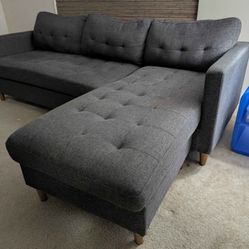Gray L-Shaped Sectional Sofa w/ Reversible Chaise  
