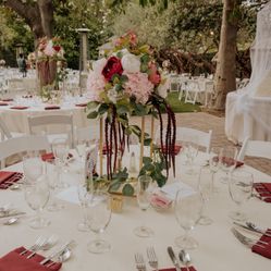 Gold Centerpieces With Flower Arrangements