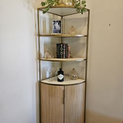 Crate & Barrel Corner Bookcase With Storage