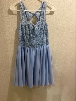 La Scala Light Blue Lace Bodice Dress Size Large