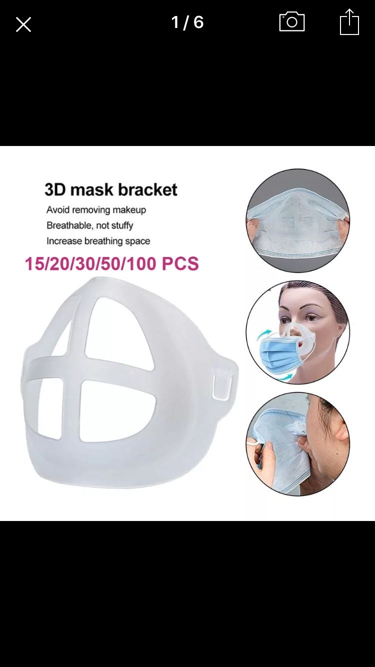 3D Bracket Mouth Separate Inner Stand Holder Breathing Space Fixed Extended Comfortable Face Mask 4 Pack