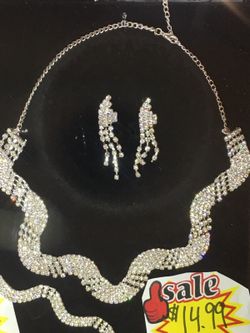 Diamond earrings and necklace