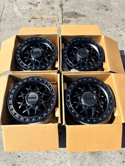 New KMC 549 GRS All Black 17” Off-Road Wheels for 8x180 GMC Sierra Chevy Silverado 2500 and 3500 HD