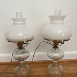 Pair Of Antique Lamps (Oil Lamp Style)