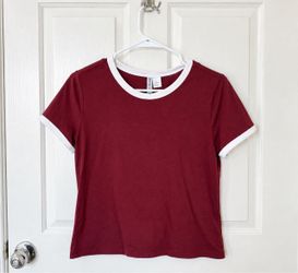 Burgundy & White Ringer T-Shirt