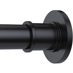BRIOFOX Industrial Shower Curtain Rod - Never Rust Non-Slip 43-72 Inch Stainless Steel, Matte Black